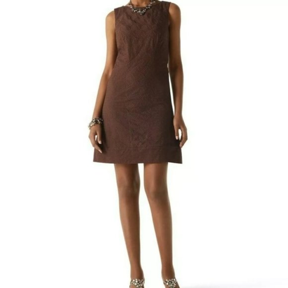 WHBM Espresso Textured Sleeveless A-Line Dress - Picture 2 of 9